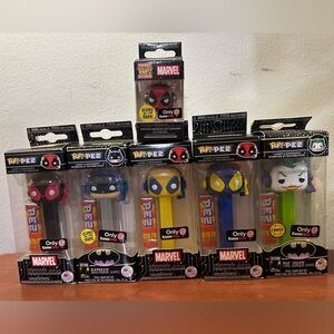 Funko Marvel and DC PEZ Dispensers - Red, Blue, Yellow